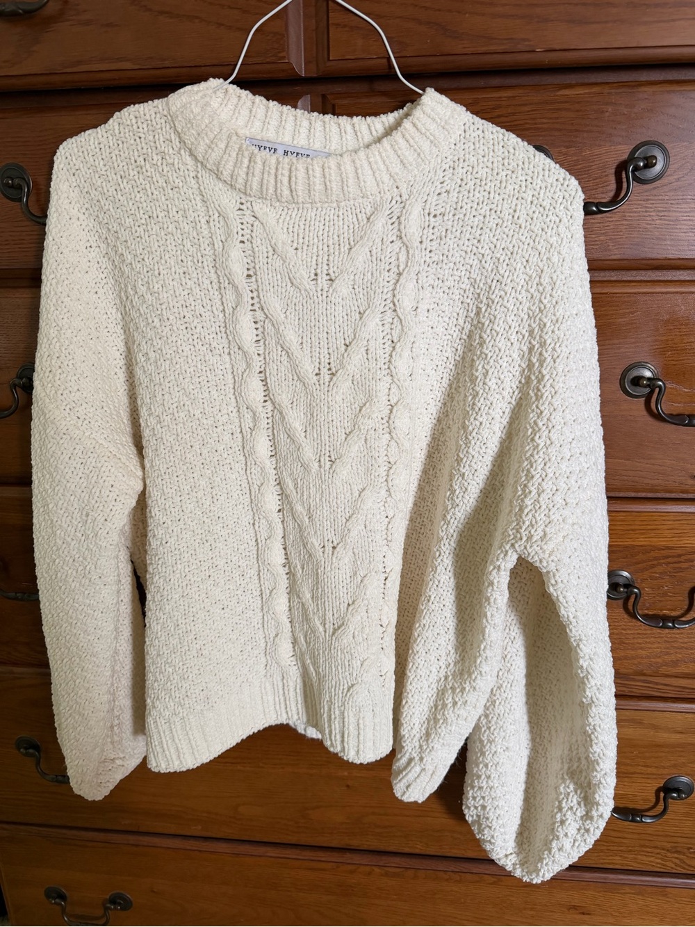 HYFVE Cream Cable Stitch Crewneck Sweater